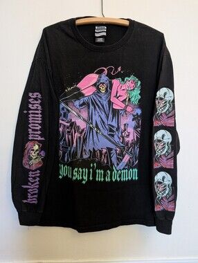 Broken Promises Horror Print Long Sleeve Graphic T-shirt